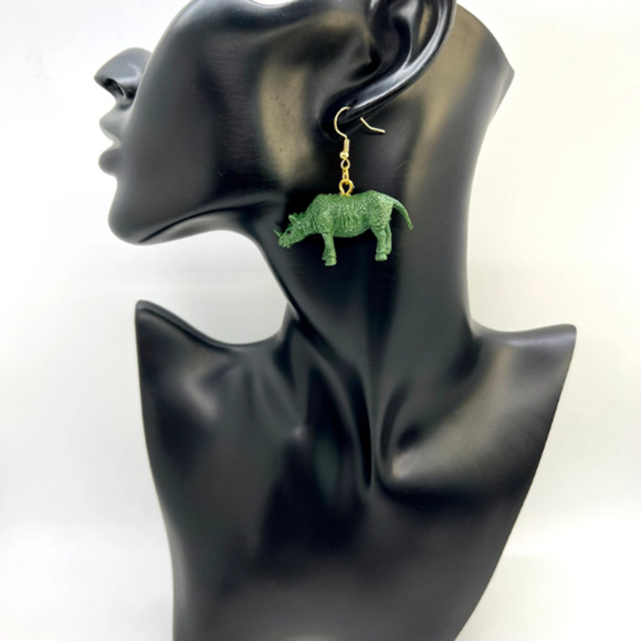 Rhino Earrings - Animal Earrings - Zoo Earrings - Teacher Earrings - Safari - Picture 8 of 9